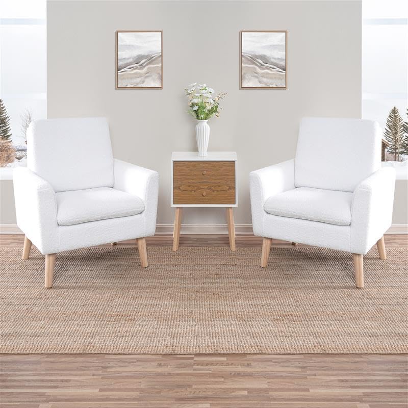 Naomi Home Frida - Juego de 2 sillas decorativas de mediados de siglo, con marco de madera duradera, para sala de estar, juego de 2 sillas de