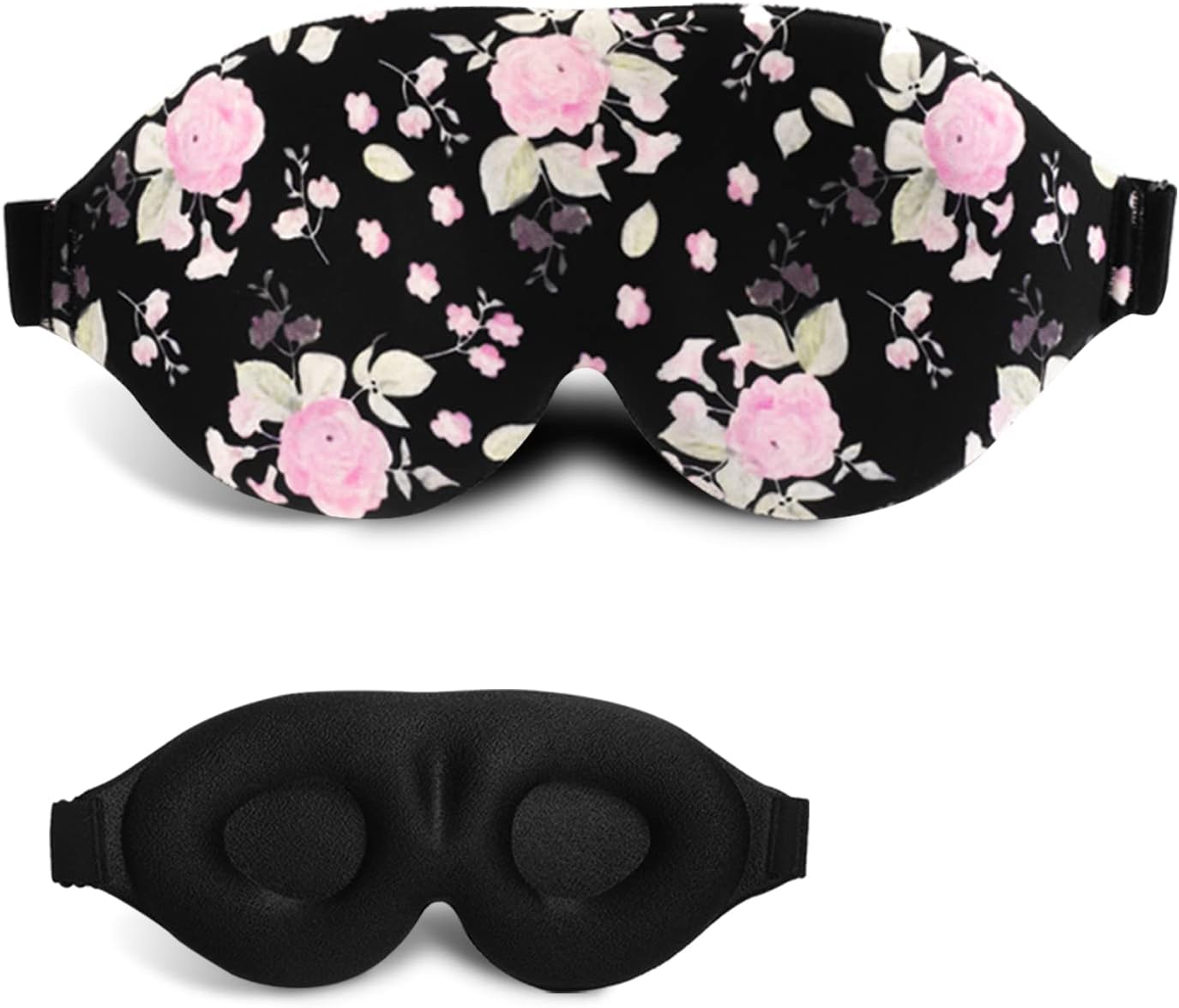 3D Sleep Mask, 100% Blackout 3D Contoured Sleep Eye Mask, Comfortable & Super Soft Sleeping Mask with Adjustable Straps for Women, Men, Sleeping Travel Yoga Naps (Peony Flower)