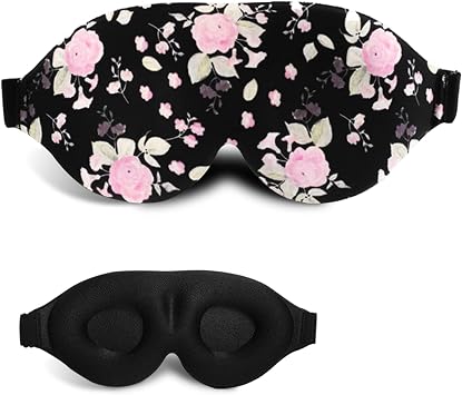 3D Sleep Mask, 100% Blackout 3D Contoured Sleep Eye Mask, Comfortable & Super Soft Sleeping Mask with Adjustable Straps for Women, Men, Sleeping Travel Yoga Naps Peony Flower - Pack of 1