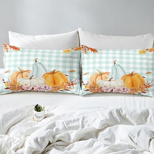 Miniatura 6 de Juego de ropa de cama de otoño tamaño Queen para niños, lindo edredón de calabaza para niños y niñas, regalo de Acción de Gracias, juegos de ropa de