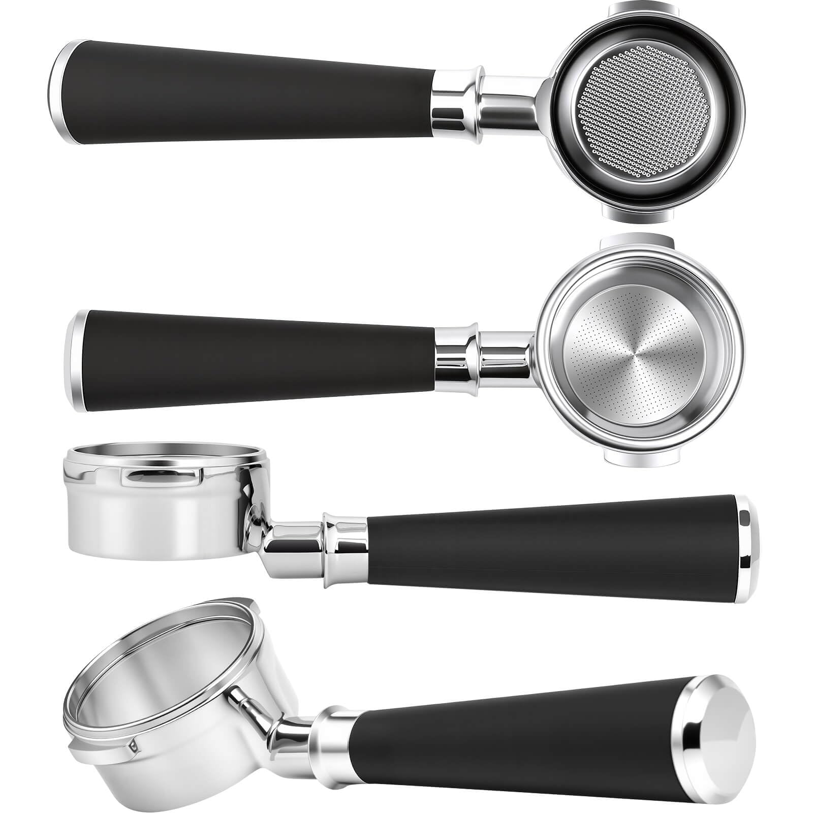 58 mm Bodenloser Siebträger mit 2 Ohren – Kompatibel mit Sage Dual Boiler/Oracle/Oracle Touch/Oracle Jet, inkl. 2 Puck Screens & Doppel‑Siebe
