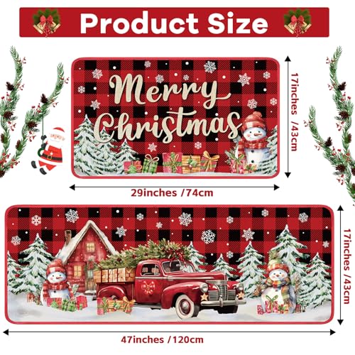 Tapis de cuisine de Noël antidérapant grand format écossais - 3