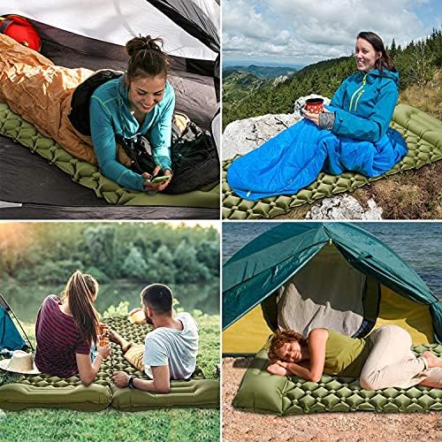 Laurraine Self Inflating Camping matUltralight Sleeping Mats with PillowPortable air mattress, Single Camping BedSuitable for hiking, camping, backpacking (Green)