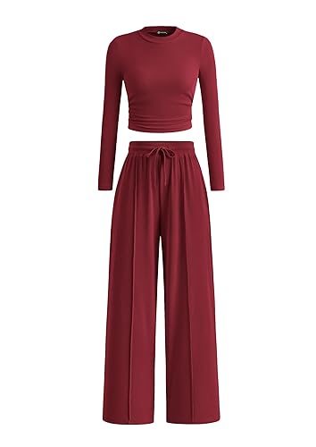 PRETTYGARDEN Women's 2 Piece Sets 2026 Fall Long Sleeve Crop