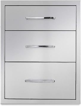 أدراج المطبخ في الهواء الطلق، 18 "W &times; 21" H &times; 23 "D أدراج المطبخ في الهواء الطلق الفولاذ المقاوم للصدأ، تدفق جبل الوصول 3 درج لجزيرة المطبخ في الهواء الطلق