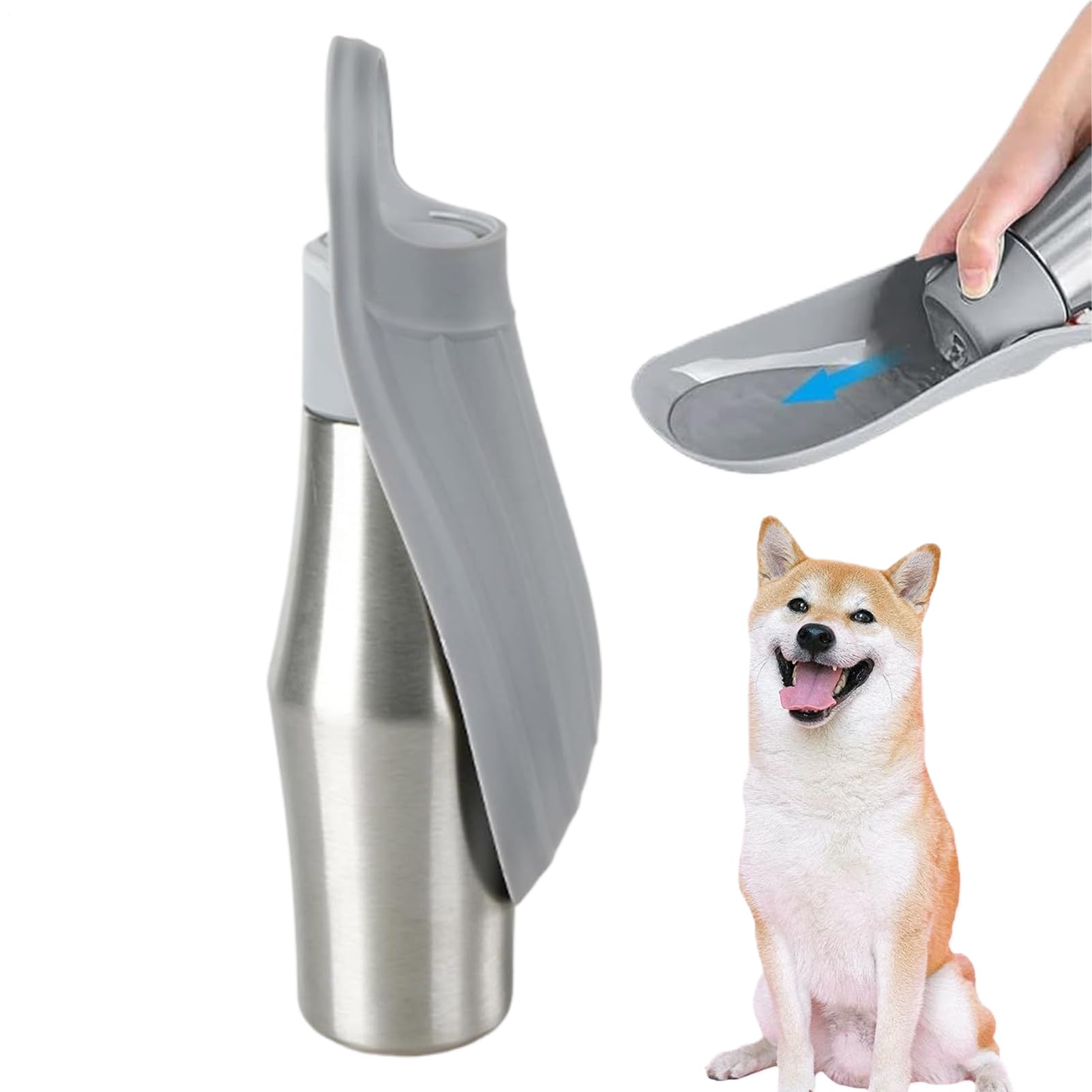 Bouteille de voyage pour chien et chat idéale en camping et randonnée avec bol distributeur