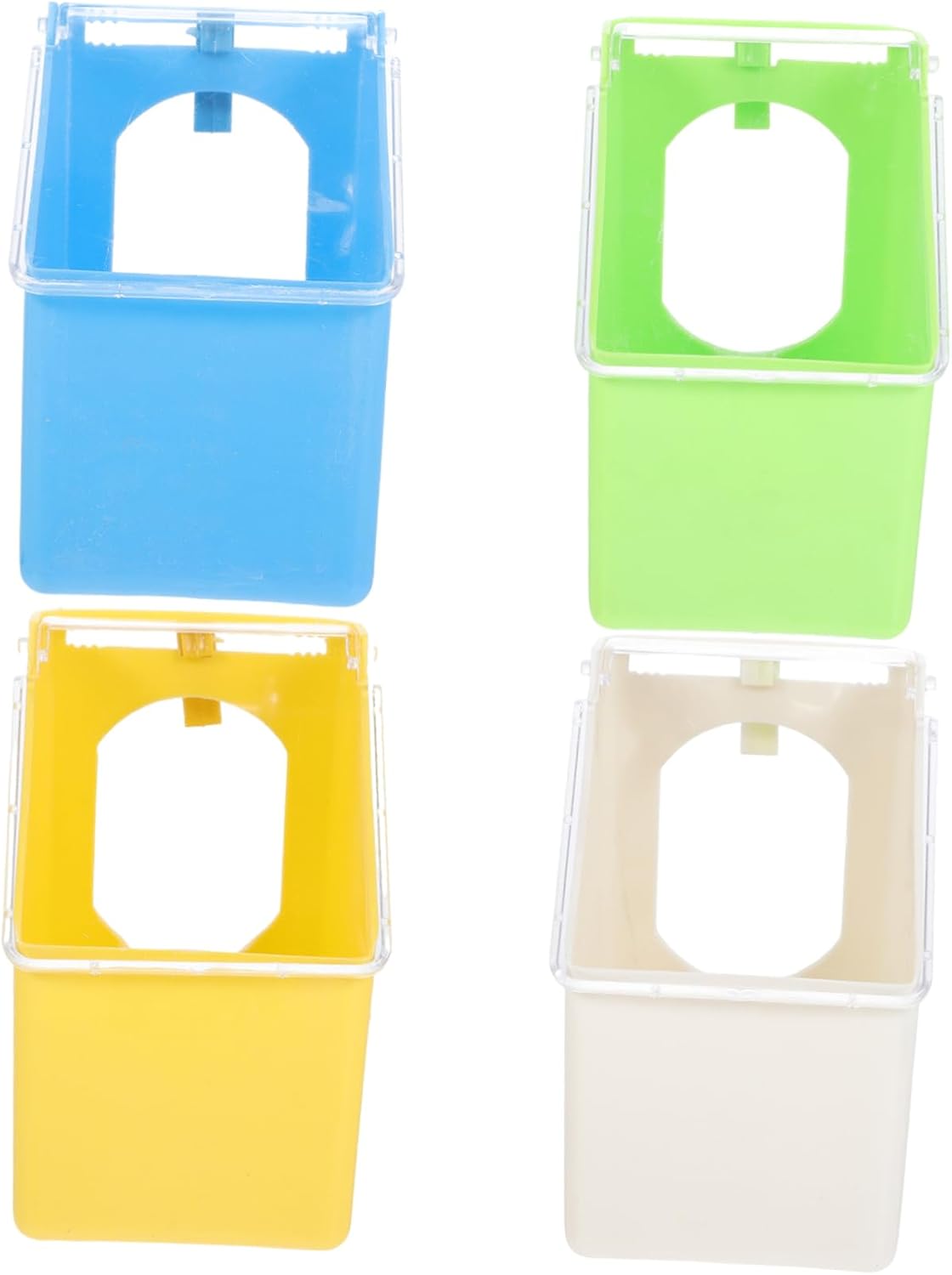 Levemolo 4pcs Multifunctional Hanging Pigeon Feed Box with Cover Durable Bird Feeding and Watering Container for Birds Premium Easy to Install for Outdoor Use