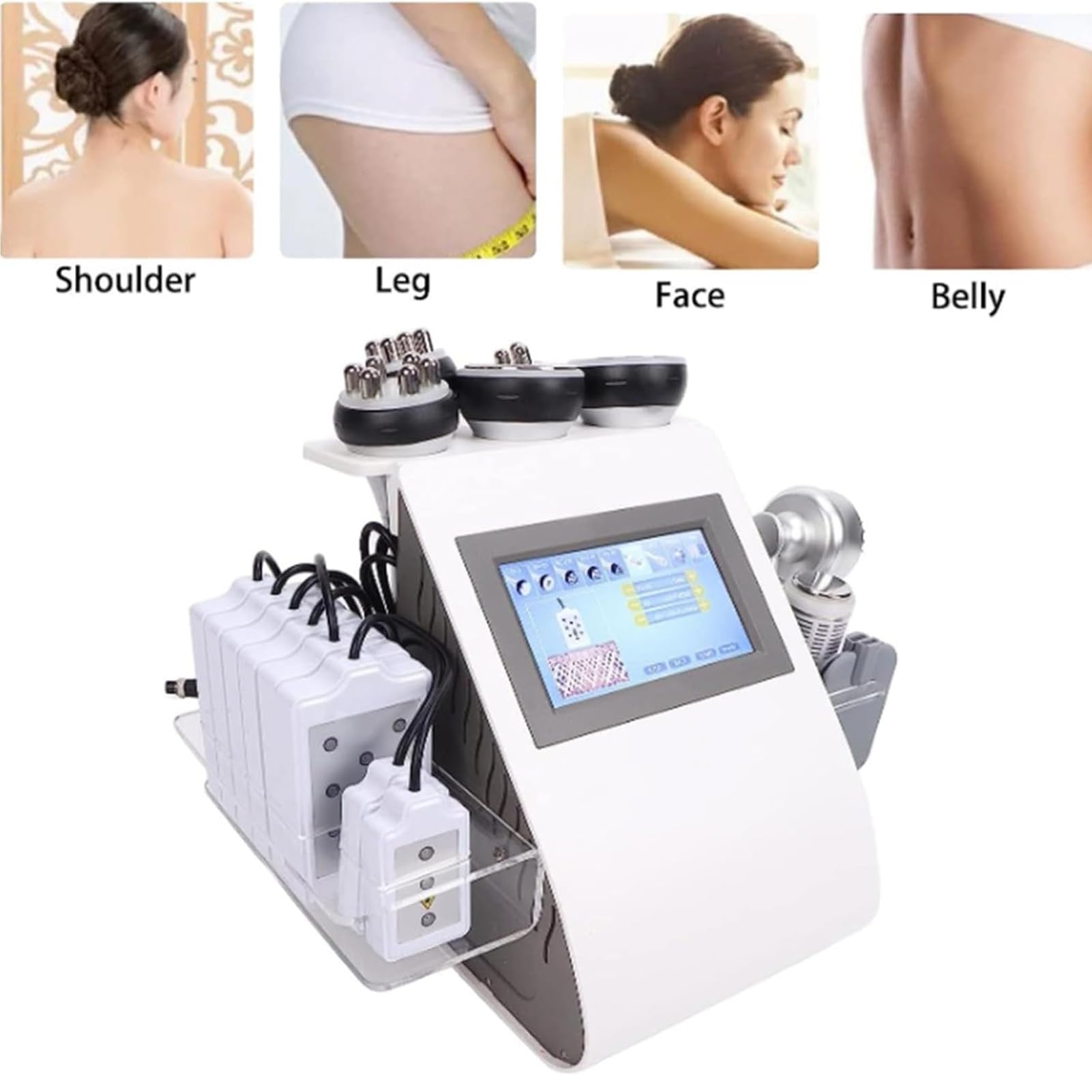6 in 1 Macchina per Cavitazione, 40K Anticellulite Macchinario Massaggiatore Cellulite Rassodanti e Tonificanti per Il Corpo Massaggiatore per Cellulite, per Braccia, Vita, Coscia, Anca e