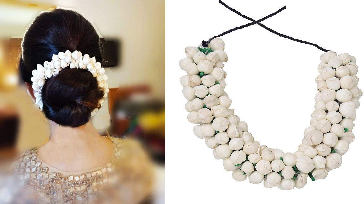 Iyaan Bridal Accessories Flower Gajra For Hair For Women And Girls (White gajra)