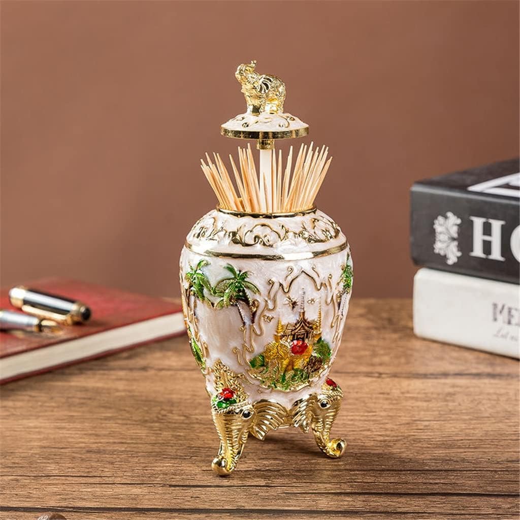 European-Style Toothpick Box Box Alloy Retro Storage Rack Toothpick Box Home Desktop Ornaments(Black)