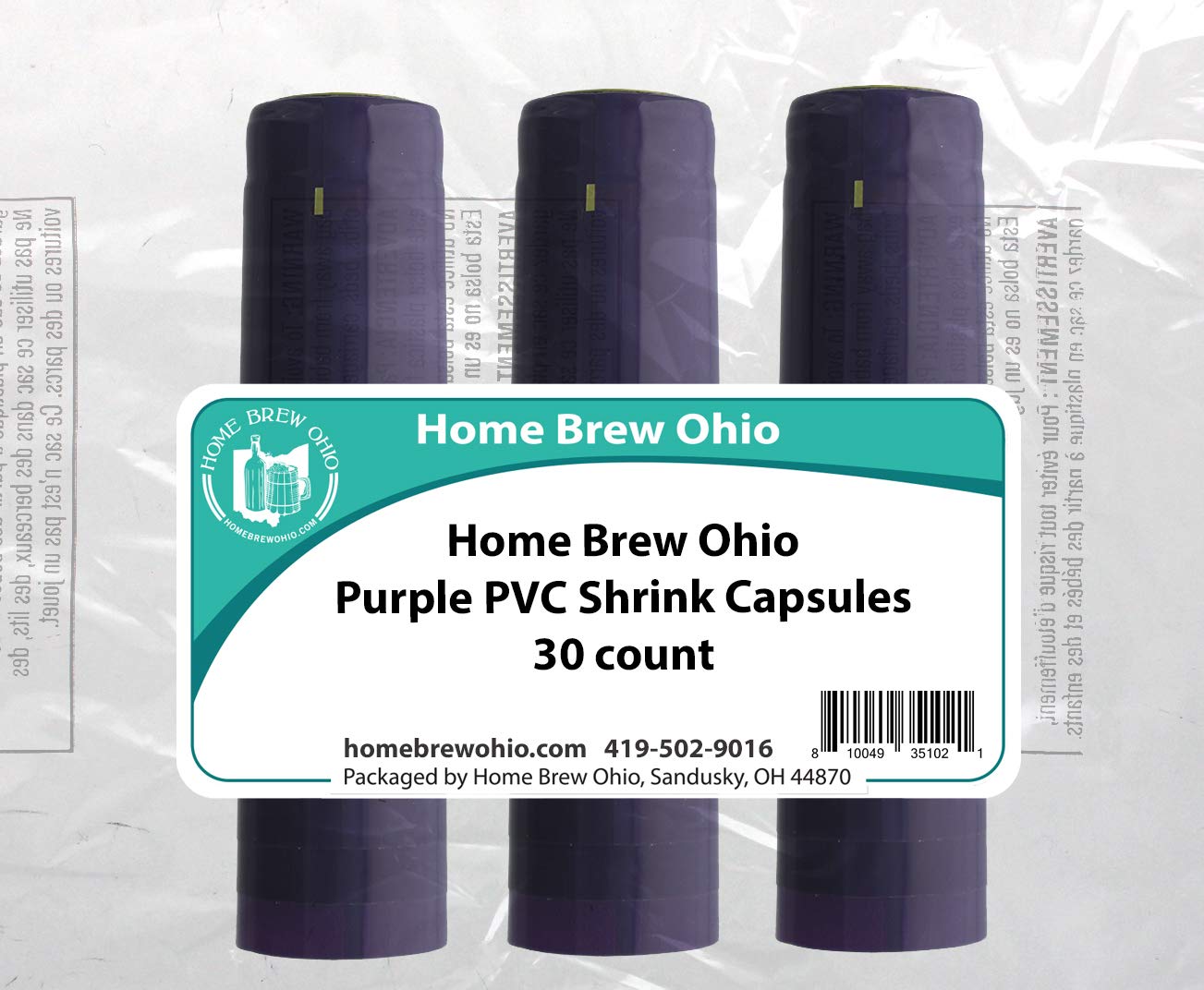 Home Brew Ohio Purple PVC Shrink Capsules 30 count