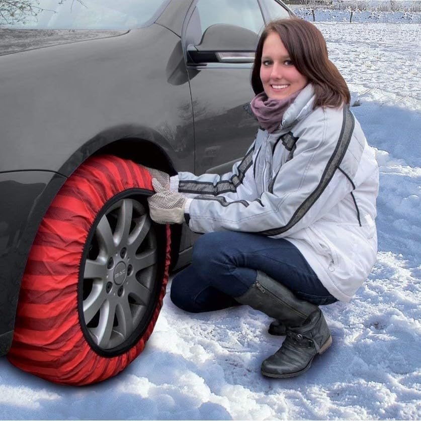 ISSE Classic Snow Socks Textile chains for optimal traction on all tire brands. Easy install multi-season use. Emergency winter safety solution. Size 66