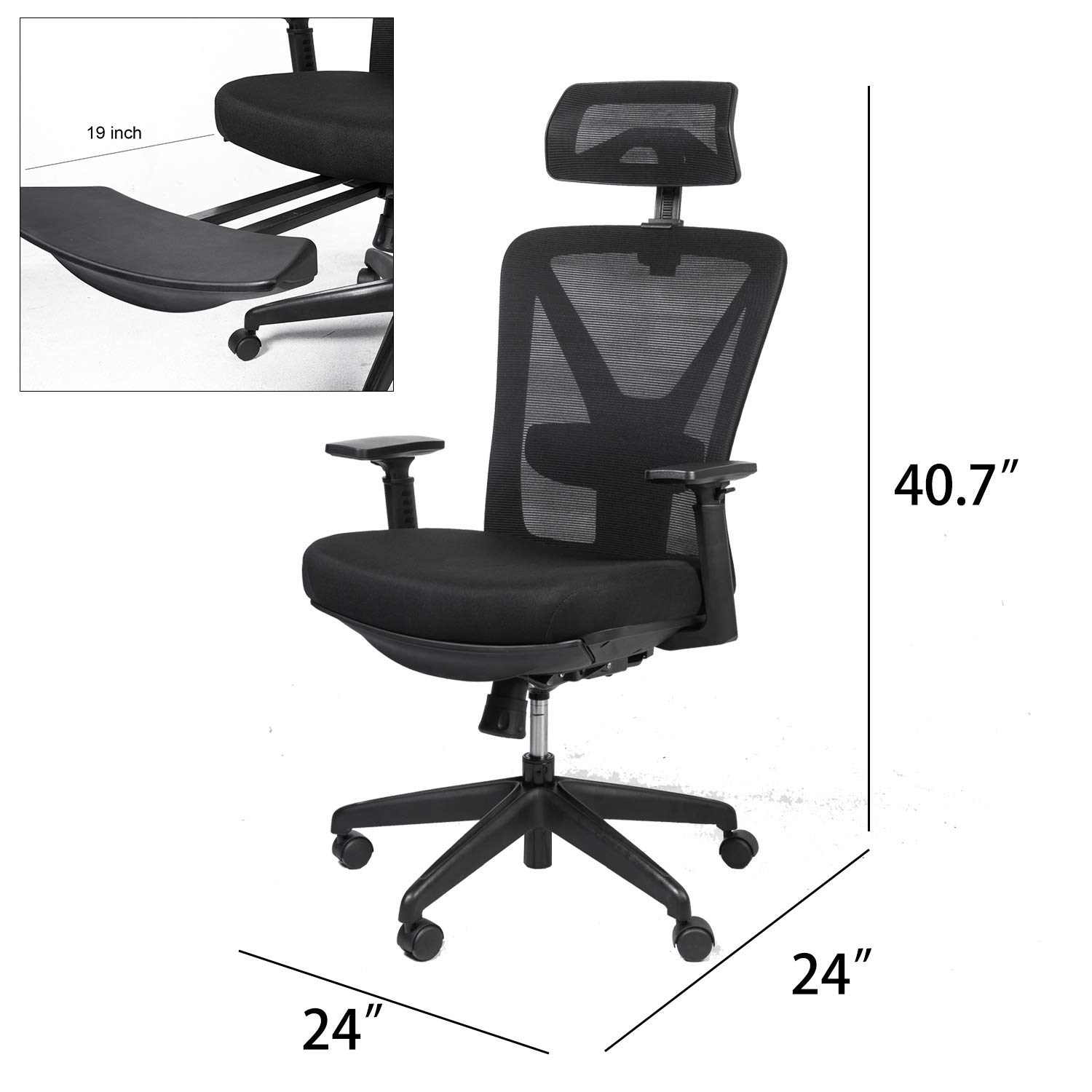 Buy Reclining Office Chair with Hidden Footrest High Back Desk Chair