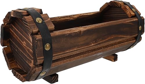 Yardwe Caja de flores de madera anticorrosión de 12.6 pulgadas, maceta de madera vintage para jardín, patio, balcón, plantas suculentas al aire libre