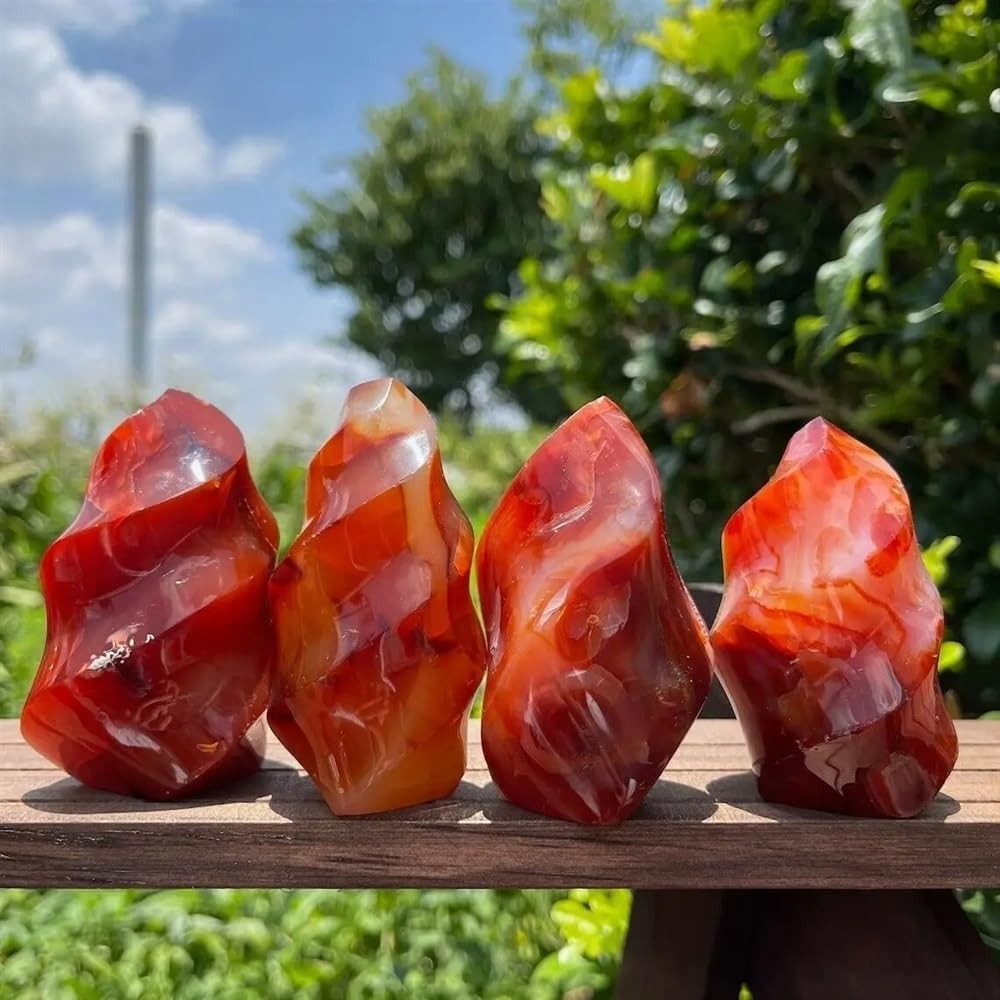 Red Carnelian Agate Crystal Flame Point Carved (Size : 150-200g)