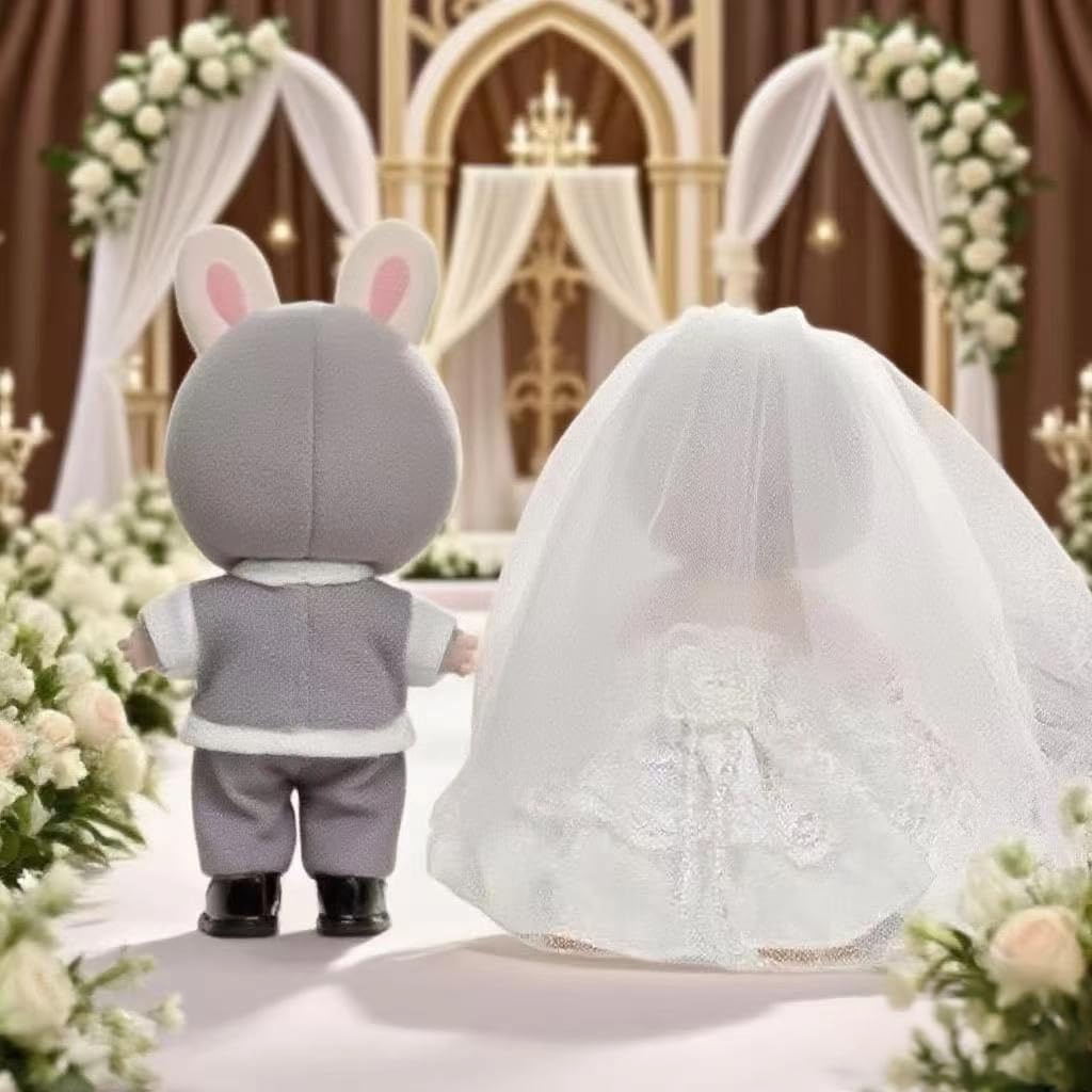 2-Piece Set Wedding Doll Clothes for 17cm (6.7 inch) Dolls – Bride & Groom Outfits, 8-Piece Bridal Gown & Formal Suit Combo – Elegant Wedding Doll Accessories (Dolls Not Included)