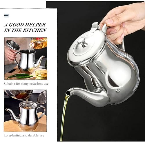 Miniatura 7 de Colador de aceite, 1 olla de aceite de acero inoxidable, recipiente de almacenamiento de aceite de acero inoxidable para cocina, colador de grasa de