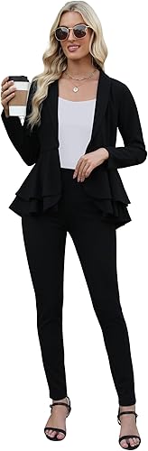Miniatura 5 de Salimdy Conjuntos sexys de 2 piezas para mujeres, blazer sólido de manga larga con pantalones, conjuntos de trajes casuales elegantes de negocios