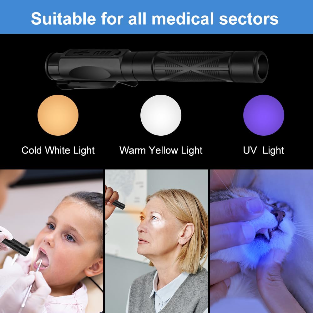 Flintronic Rechargeable LED Pen Torch with Pupil Gauge and Clip, 3 Light Modes, Medical Pen Light, #Ba Black-3 Light Modes 1pc - Image 4