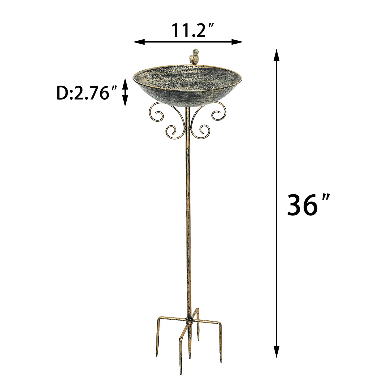 HOUYANG Vogeltränke für den Außenbereich, Metall, Vogeltränke, Vogelfutterstation mit Metallpfahl, Gartendekoration, 91,4 cm