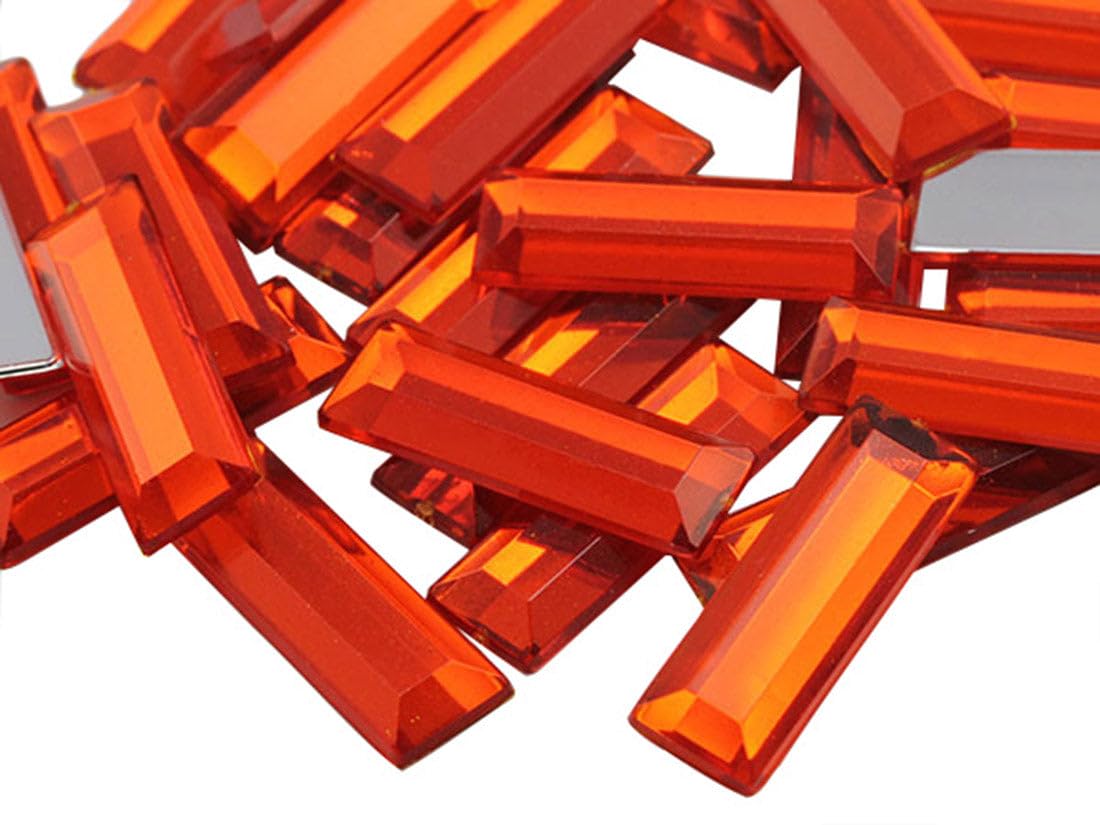 Allstarco Orange Hyacinth .Hc 22X7mm Baguette Flat Back Rectangle Acrylic Rhinestones Plastic Gems For Crafts Costume Embelishments Card Making Jewels Jewelry Making Cosplay Jewels 40 Pcs