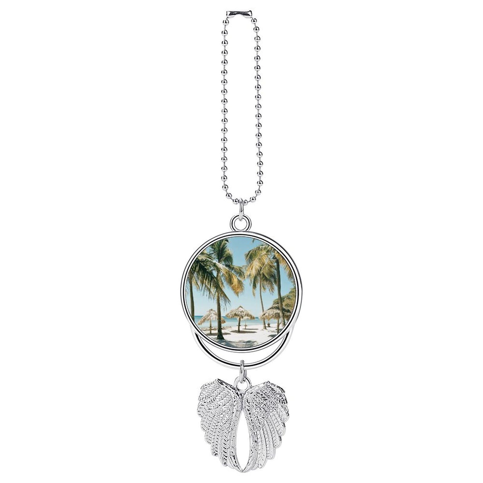 Palm Trees on The Beach Car Charm Alloy Car Rear View Mirrors Hanging Ornaments Stylish Car Pendant Funny Auto Hanging Accessories Car Hanging Ornaments Gift for Women Men
