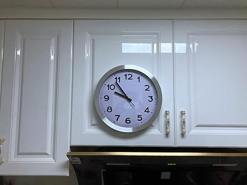 Miniatura 2 de Reloj de pared negro silencioso sin tictac, batería de cuarzo de calidad de 12 pulgadas, color plateado