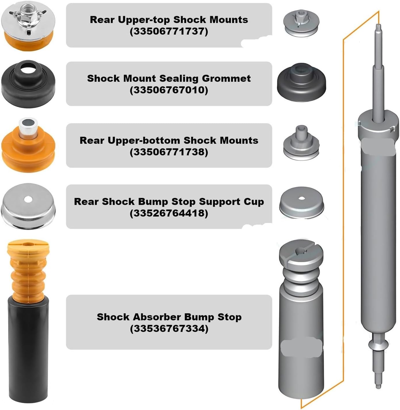Rear Upper Lower Shock Mount Kit Fit For BMW E81 E88 E82 E90 E92 Shock Absorber Sealing Grommets Bump Stop