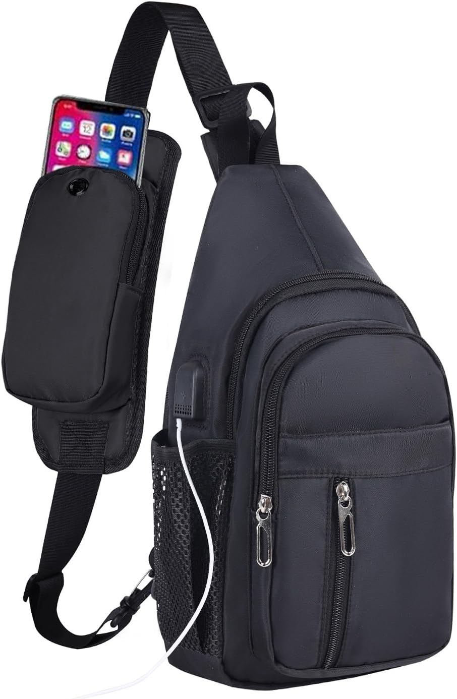 JENAGREEN Waterproof Sling Backpack Crossbody Sling Bag for Women Men, Multipurpose Travel Hiking Adjustable Chest Bag Casual Daypack