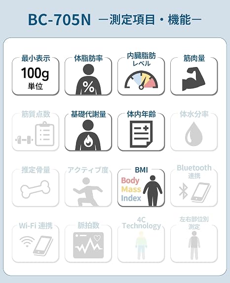 Tanita Body Composition Monitor, Made in Japan, BC-705N WH, Auto-recognition Feature for Easy Measurements