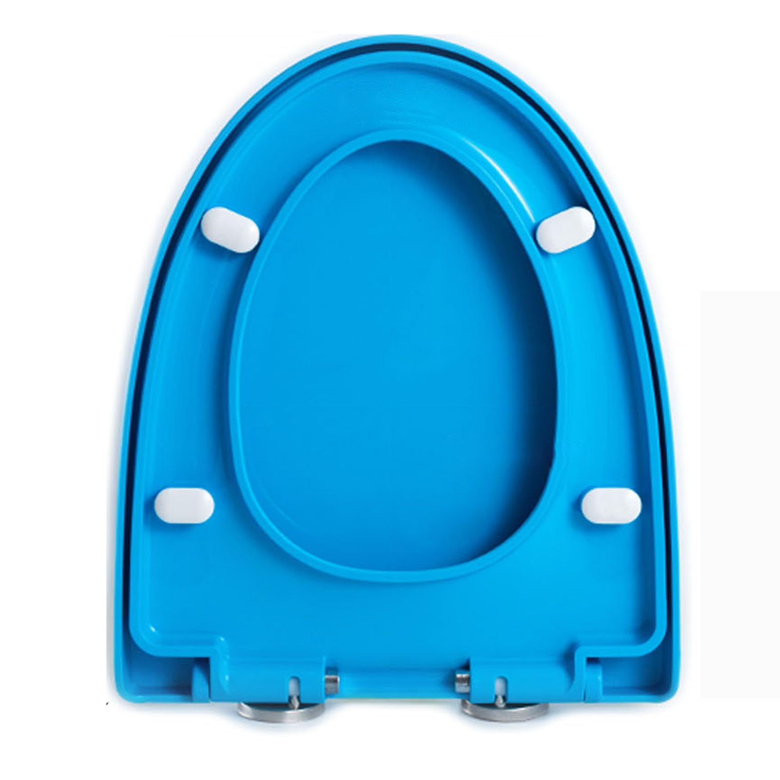 Soft Close Toilet Seat - Adjustable Hinges - V Shaped - Blue - 45x37cm - Two Buttons Quick Release - Easy to Clean - Polypropylene (PP)