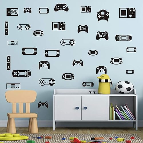 Calcomanías de pared de juegos de arte para habitación de niños, 50 piezasjuego de consola de juegos, calcomanías de vinilo para decoración de