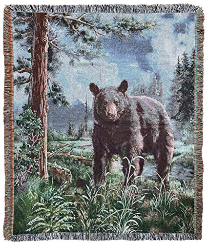 Ez.enjoy Bear Lodge Woven Tapestry Throw Blanket With Fringe 50 X 60 Inches #TOP6