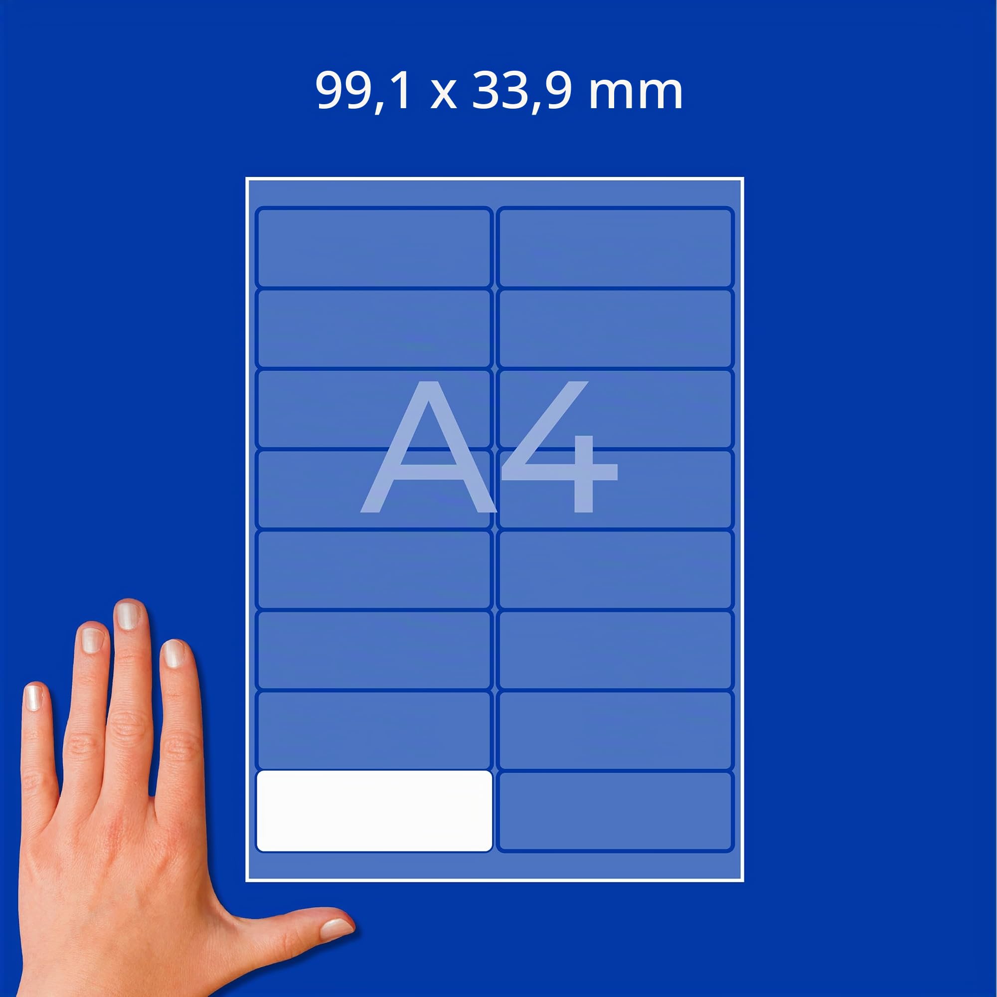 AVERY Zweckform L7162-100 Adressetiketten/Adressaufkleber (1.600 Etiketten mit ultragrip, 99,1x33,9mm auf A4, bedruckbar, selbstklebend, für DIN lang Briefkuverts, Papier matt) 100 Blatt, weiß