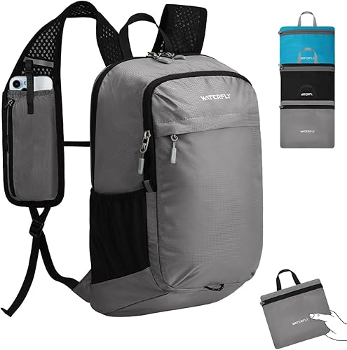 Miniatura 8 de WATERFLY Mochila pequeña y ligera y plegable: 15L Mini mochila de senderismo plegable - Mochila de día compacta ultraligera para mujeres y hombres,
