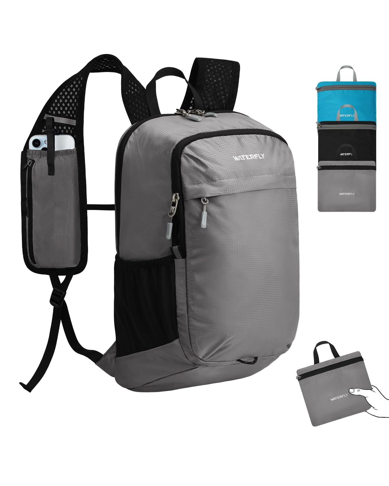 Waterfly Lightweight Foldable 15L Backpack: Small Hiking Packable Rucksack Ultralight Daypack for Women Men Cycling Sports Outdoor