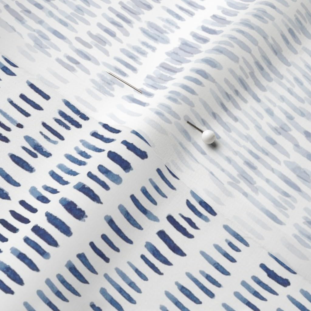 Spoonflower Fabric - Blue Watercolor Watercolour Lines Doodle Scribble Indigo Printed on Chiffon Fabric by The Yard - Sewing Fashion Apparel Dresses Home Decor