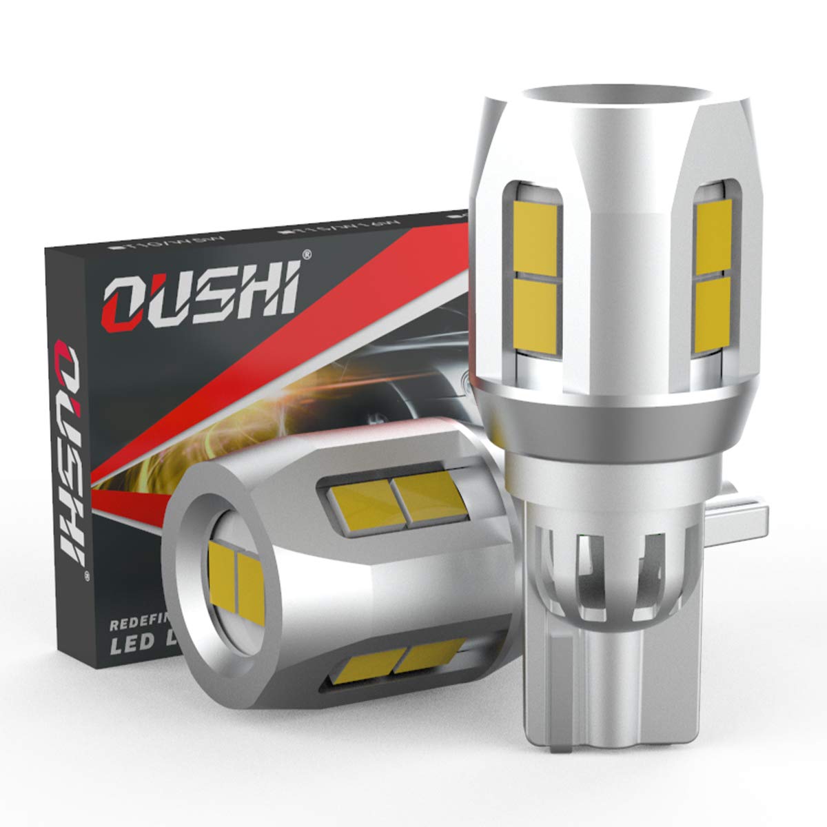 OUSHI Żarówka LED W16W, T15 921 912 902 904 906 LED światło cofania światło cofania 2835 Chipset 12 V 6500K ksenonowe białe (zestaw 2 szt.)