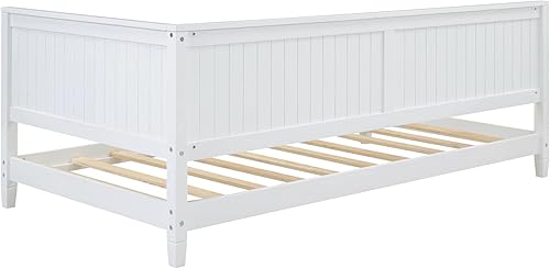 Miniatura 44 de Marco de sofá cama de tamaño individual con soporte de listones, sofá cama individual de madera maciza con respaldo y un reposabrazos único, sofá