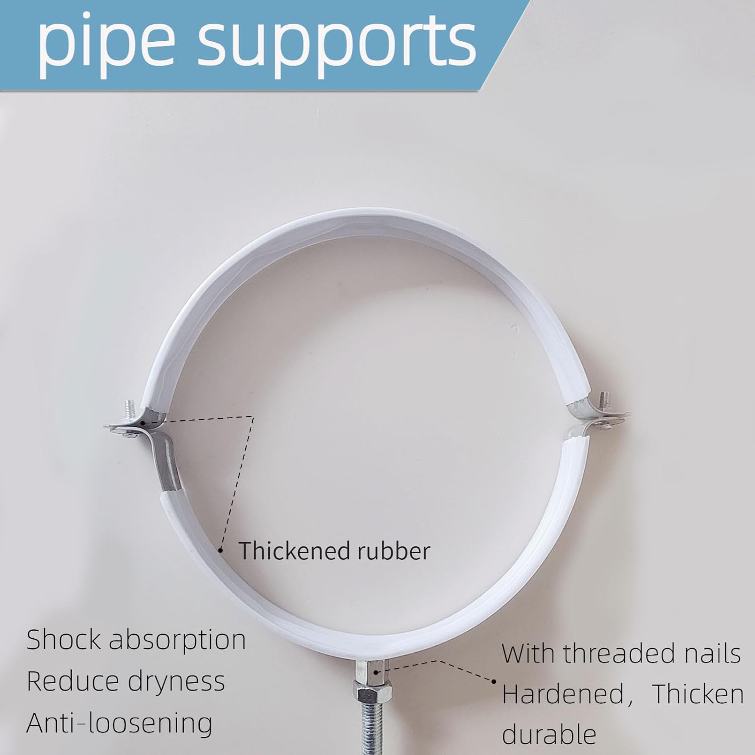 2 Sets 10 Inch Adjustable Pipe Hanger Strap，Heavy Duty Galvanized Iron Stove Pipe Bracket，Wall Support Chimney Pipe Holder，Round Split Ring Vent Conduit Carrier Kit，with All Mounting Screws