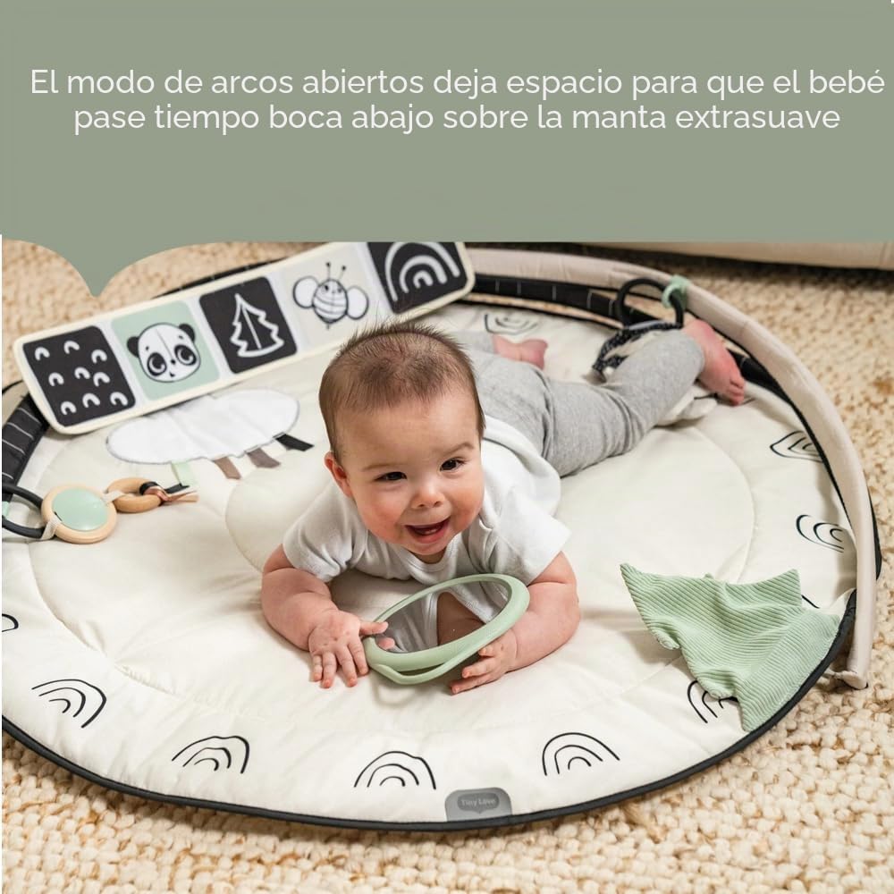 Tiny Love Classic Gymini, Alfombra de juegos musical 2 en 1 para bebés, desde 0 meses, gimnasio para bebés, 20 actividades, juguete musical interactivo, arcos ajustables, Black & White Décor