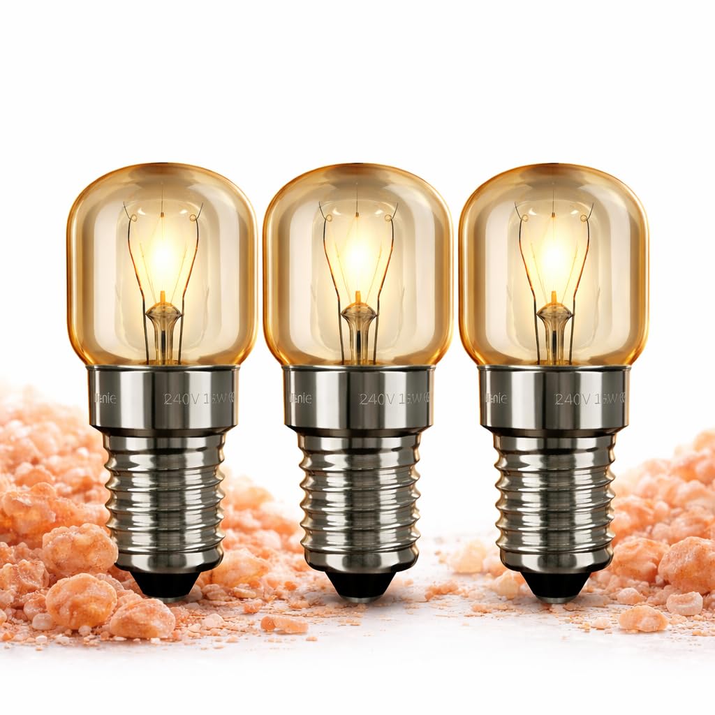 Genie 15W E14 Himalayan Salt Lamp Bulb (Pack of 3) Incandescent Glass Light Bulbs 230V | 2700K Warm White | Dimmable | Pygmy/Small Edison Screw (SES) Base