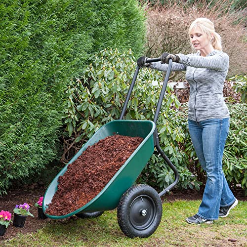 Marathon Yard Rover – 2 Tire Wheelbarrow Garden Cart - Green/Black #TOP4
