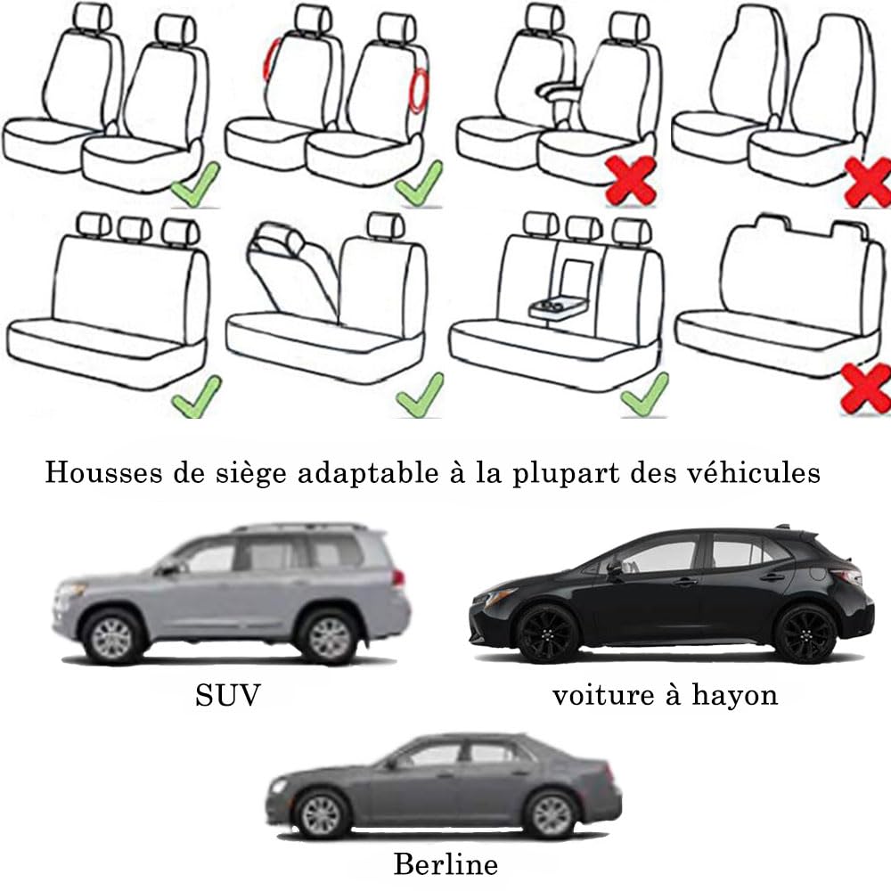 Housse de Siège Auto Enveloppante Intégrale, pour Renault Captur Clio Kadjar Koleos Megane Twingo Avant et Arrière, Intérieur Auto