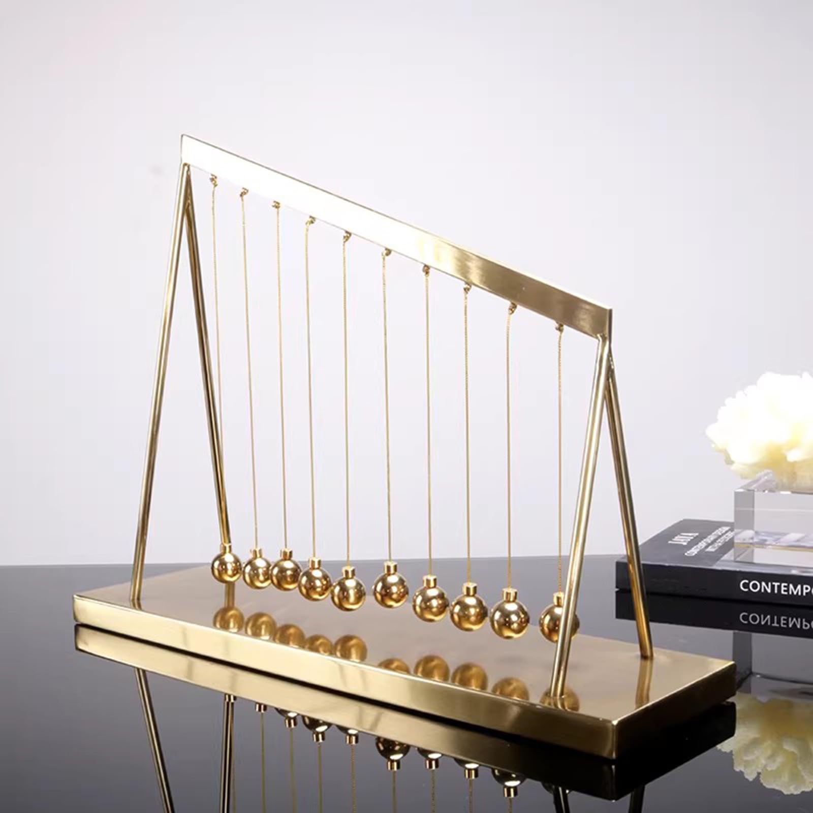 Pendule de Newton, boules d'équilibre cinétique, 10 boules métalliques, démonstrateur de physique, décoration de bureau scientifique pour bureau et maison
