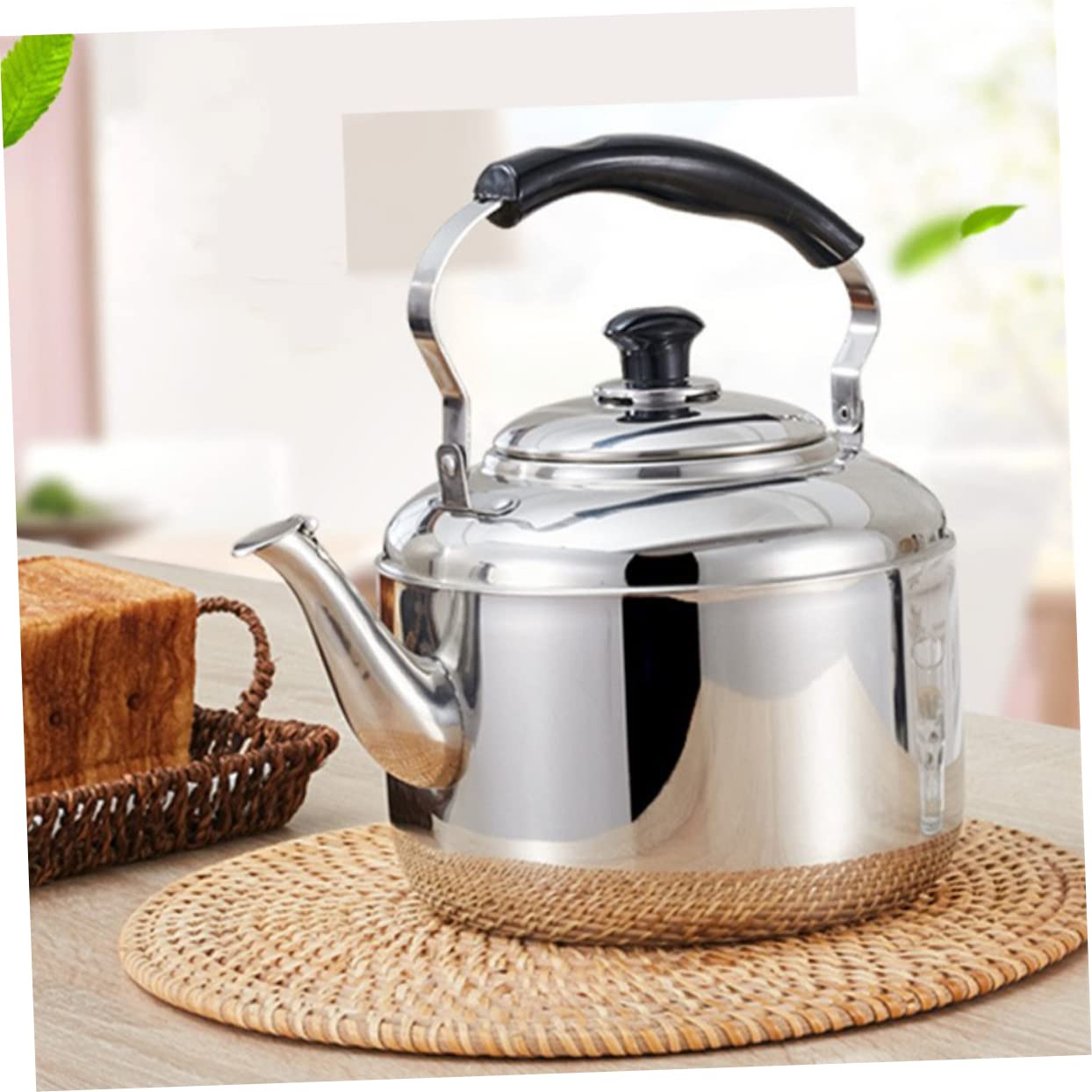UPKOCH Tetera Silbante de Acero Inoxidable sin Imán para Cocina, Capacidad 4l, Ligera Mango de Baquelita, Adecuado para Uso Doméstico y Hervir Agua Rápido