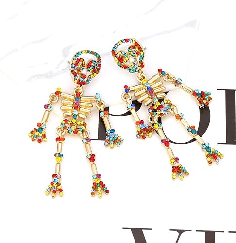Miniatura 5 de Skeleton Skull Earrings for Women Gothic Spooky Ghost Hanging Skeleton Dangle Earrings Halloween Theme Jewelry Gift
