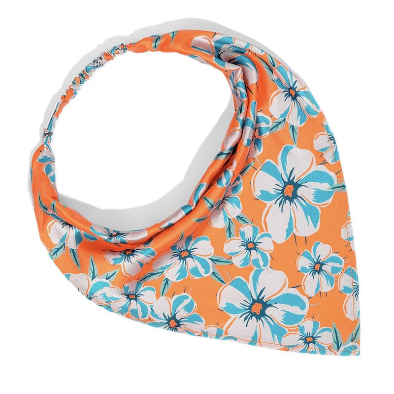Image of Hair Drama Co. Elastic Bandana Head Scarf for Women | Silk Satin Head Wrap Bandana Scarves | Boho Style Statement Headband Stylish Design | All Day Wear Scarves | Hair Scarf Accessories