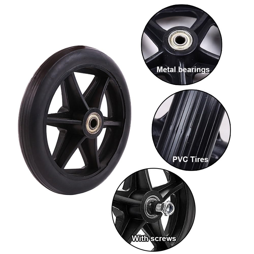 2pc Ruedas de Repuesto Ruedas Delanteras para Sillas de Ruedas Diámetro 14/15/17/20/19cm Negro Rueda para Sillas de Ruedas con Tornillos(19cm(8inch))