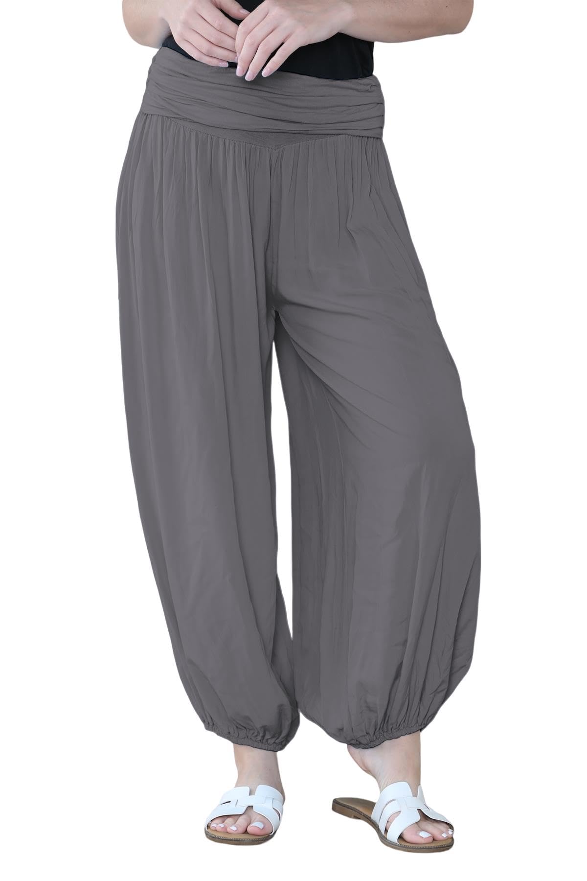 Hamishkane Women's Grey Hamishkane® Italian Baggy Harem Alibaba Pants - Comfortable & Stylish Loose Fit Summer Trousers For Uk